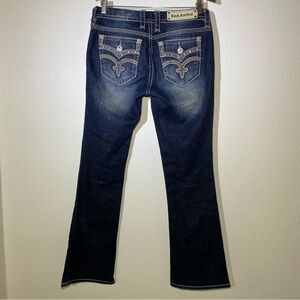 ROCK REVIVAL Drew Bootcut Jeans Low Rise Dark Wash Rhinestones Y2K Women’s 28x32